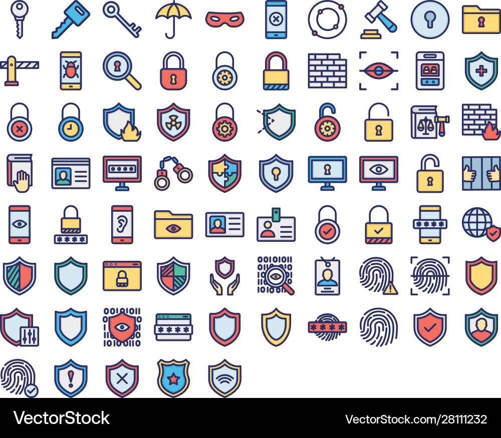 Security isolated icons set every single c Vector Image