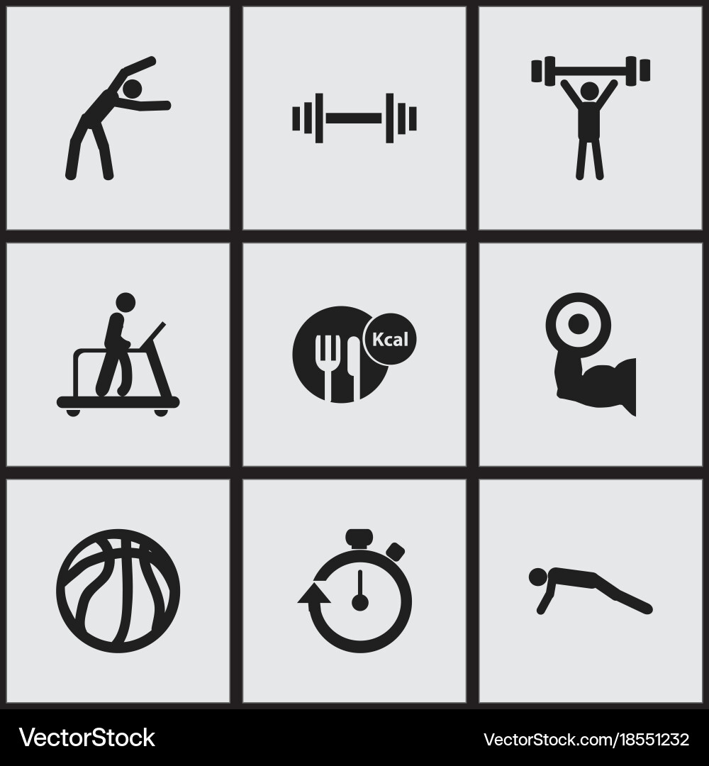 Set of 9 editable active icons includes symbols vector image