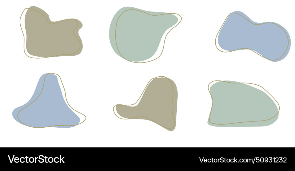 Set of organic irregular blob shapes with stroke vector image