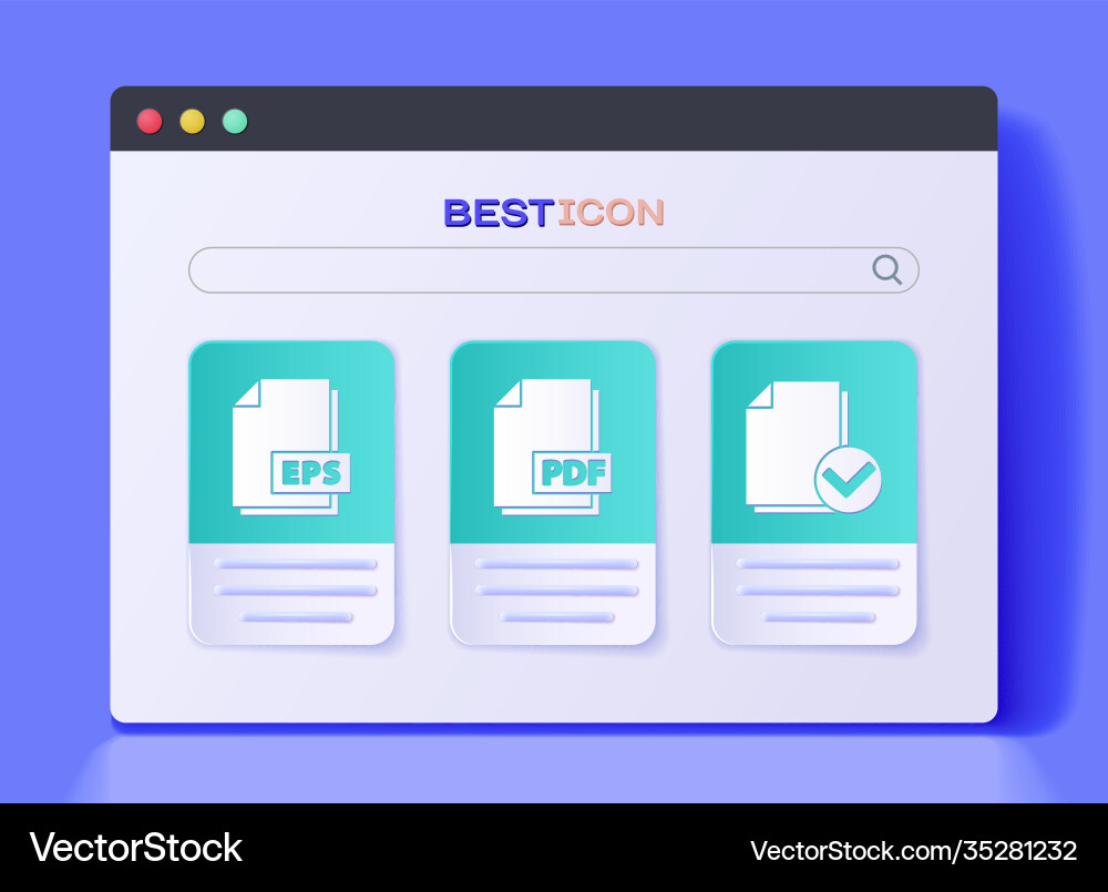 Set pdf file document eps vector image
