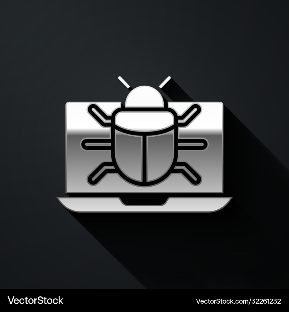Silver system bug on monitor icon isolated Silver system bug on monitor icon isolated vector image