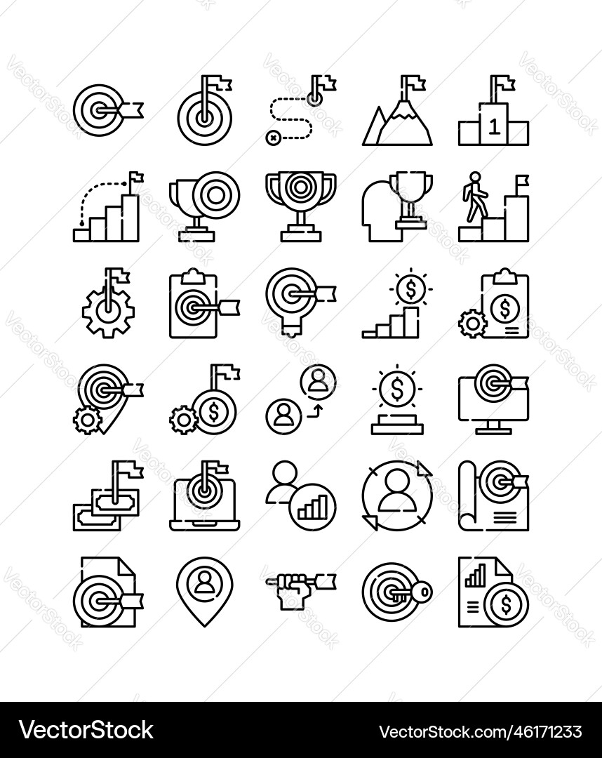 Business target simple line web icon set vector image