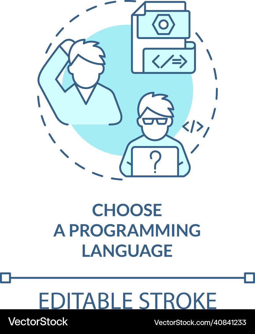 Choose a programming language turquoise concept Choose a programming language turquoise concept Vector Image