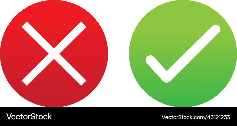 Cross and check mark icons Cross and check mark icons vector image