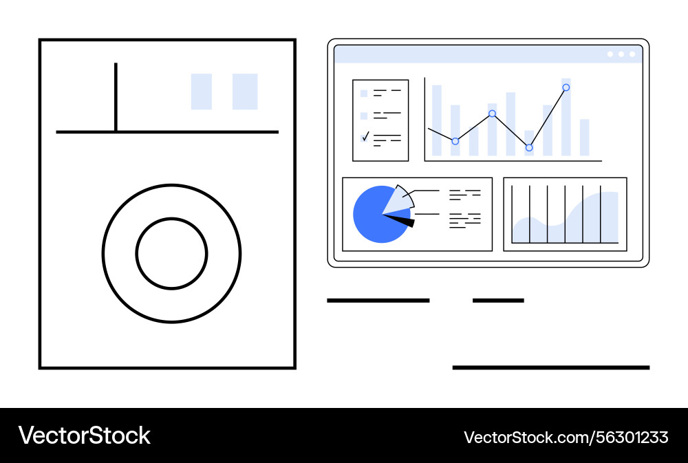 Dashboard mit Datenanalyse-Charts und Datei Dashboard mit Datenanalyse-Charts und Datei vektorbild