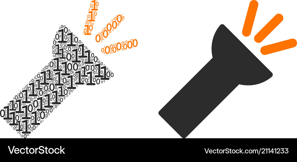 Electric torch light composition of binary digits Electric torch light composition of binary digits vector image