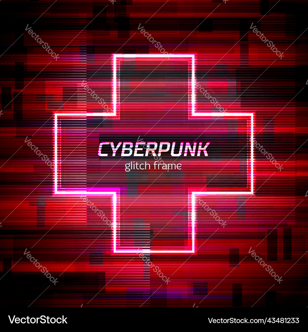 Glitch cyberpunk frame with technology error Glitch cyberpunk frame with technology error vector image