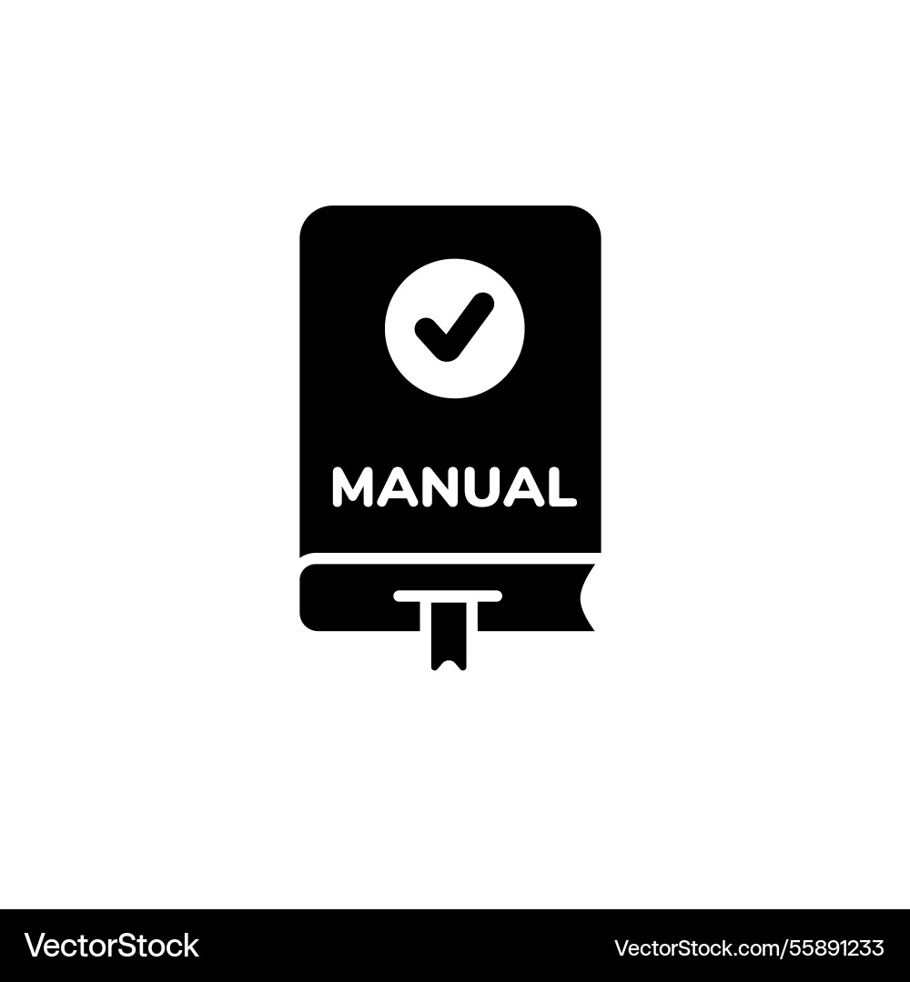 Manual icon with checkmark symbol representing vector image