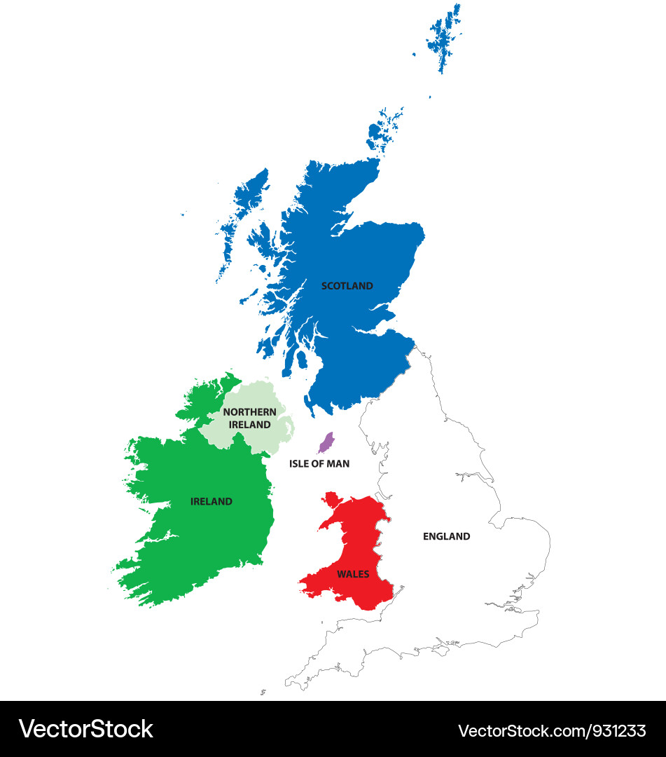 Map Of The United Kingdom And Ireland Royalty Free Vector Map Of The United Kingdom And Ireland Vector 931233