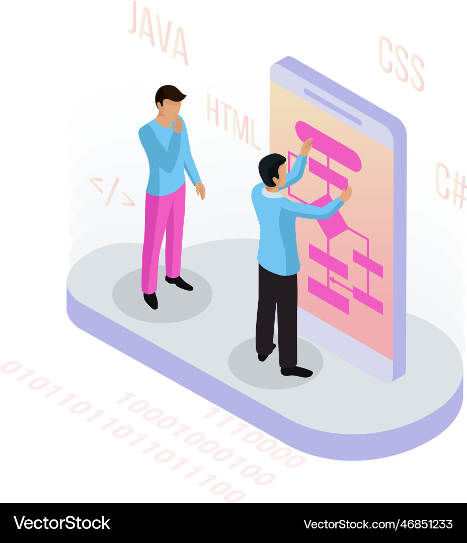Programming Isometric Concept Vector Image