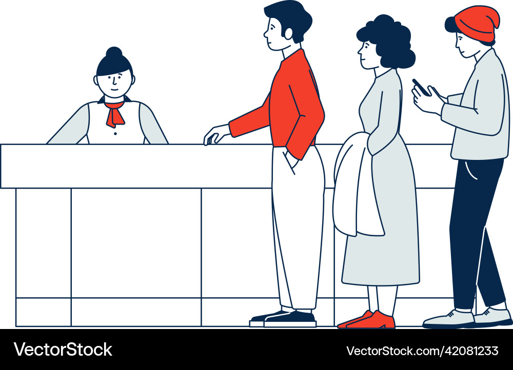 Reception queue people standing in line to front Reception queue people standing in line to front vector image
