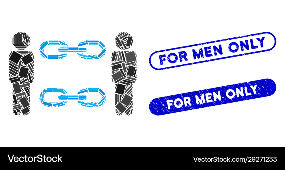 Rectangle mosaic men chains with textured Vector Image
