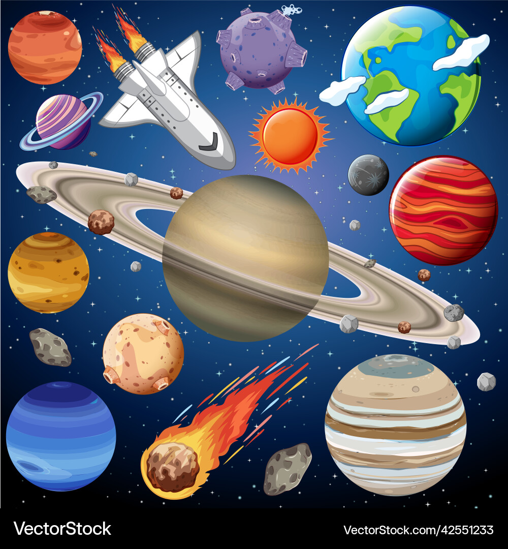 Set of space objects Set of space objects vector image
