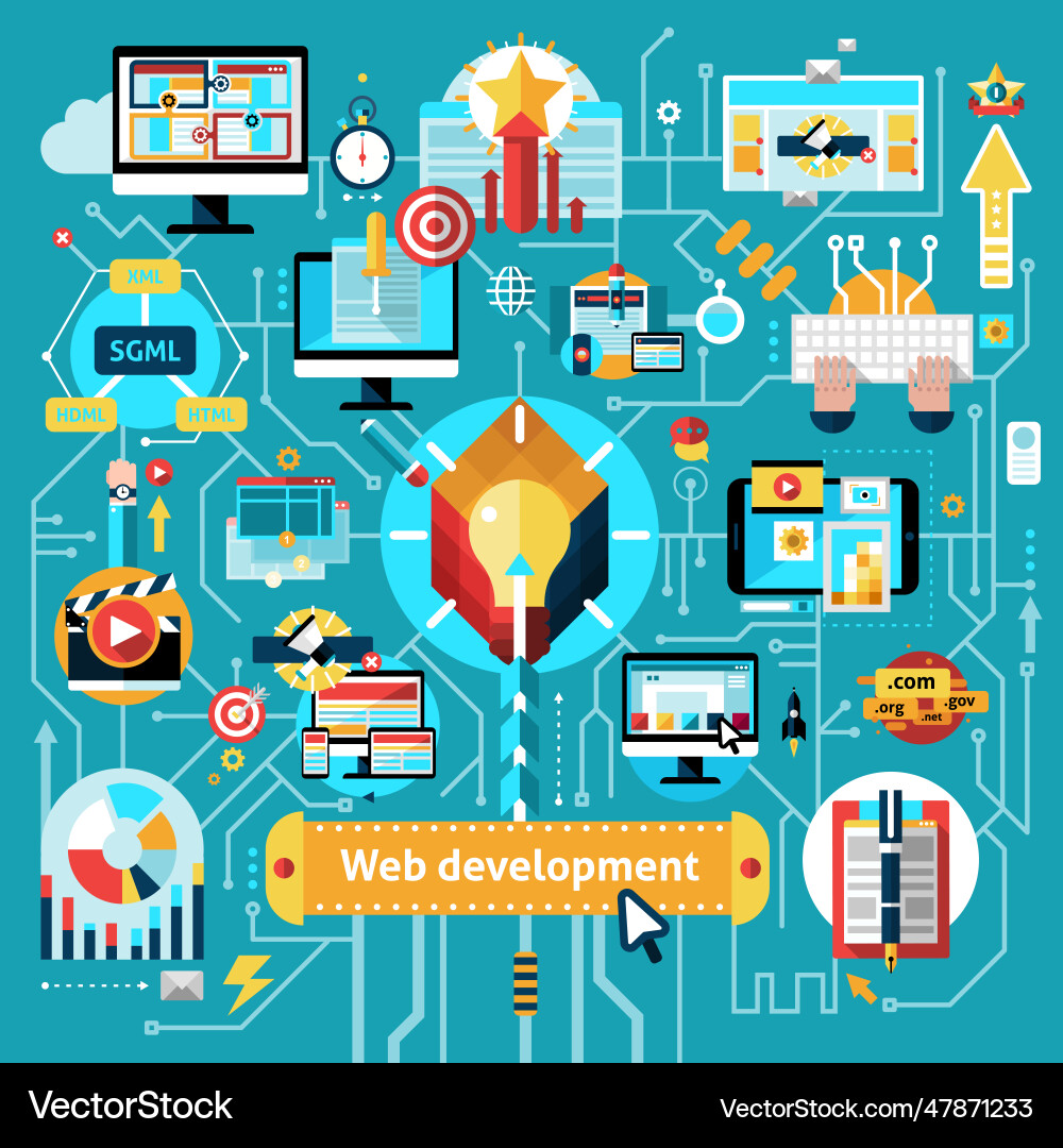 Web development flowchart vector image