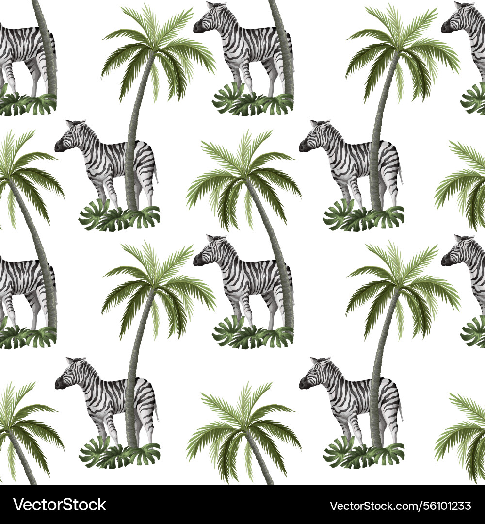 Zebra Palm Tree Pattern vector image