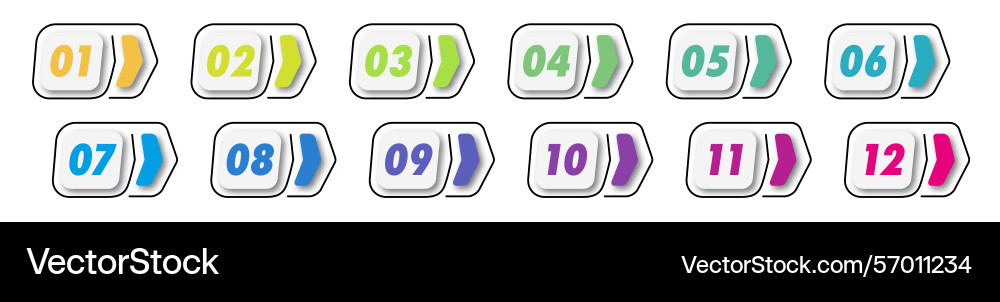Bullet points numbers from 1 to 12 list markers Bullet points numbers from 1 to 12 list markers vector image