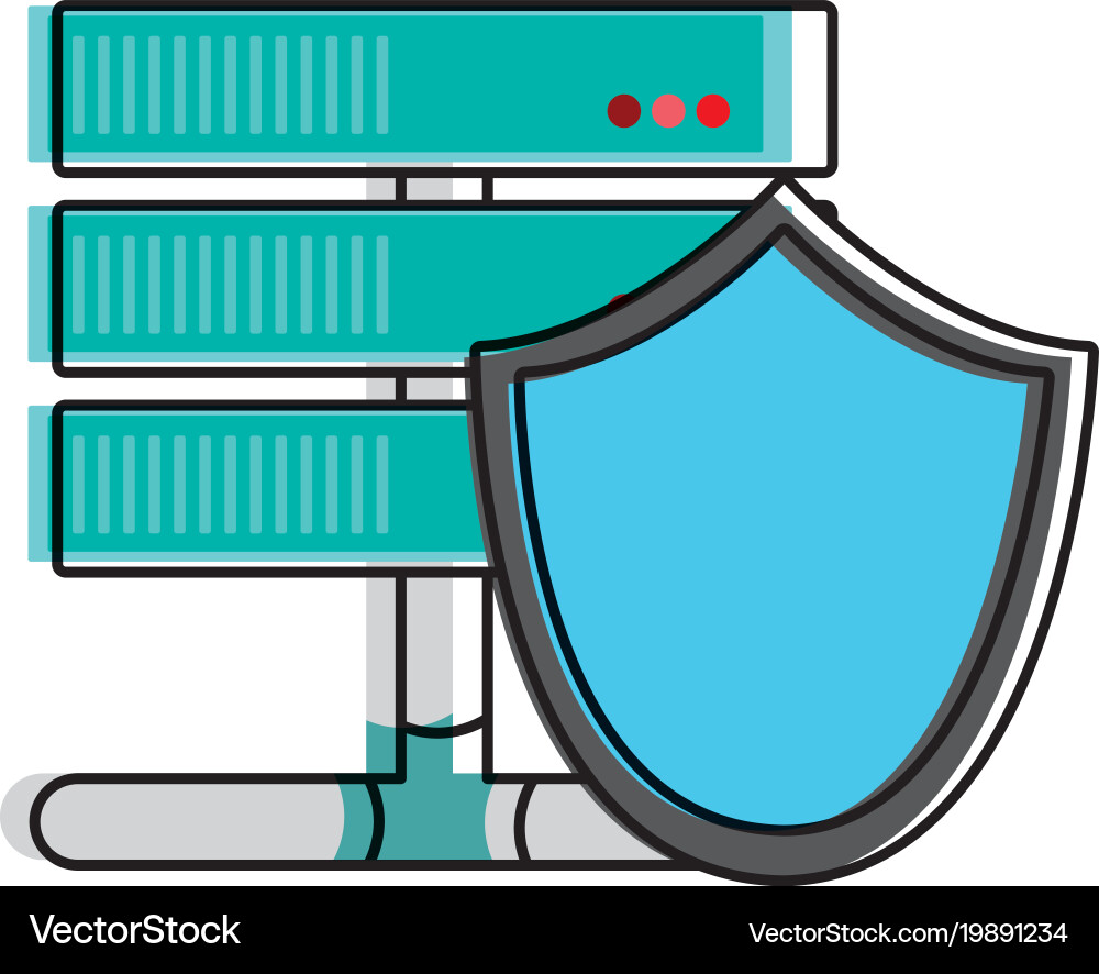 Color wifi router technology with shield security vector image