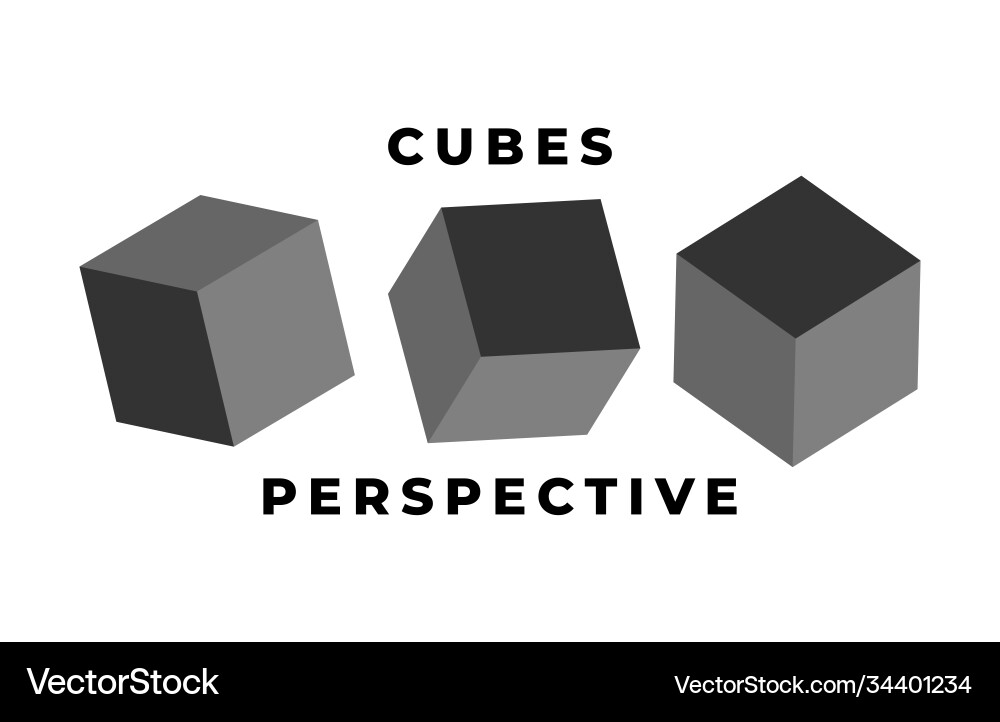 Cube icon set with perspective 3d model a vector image