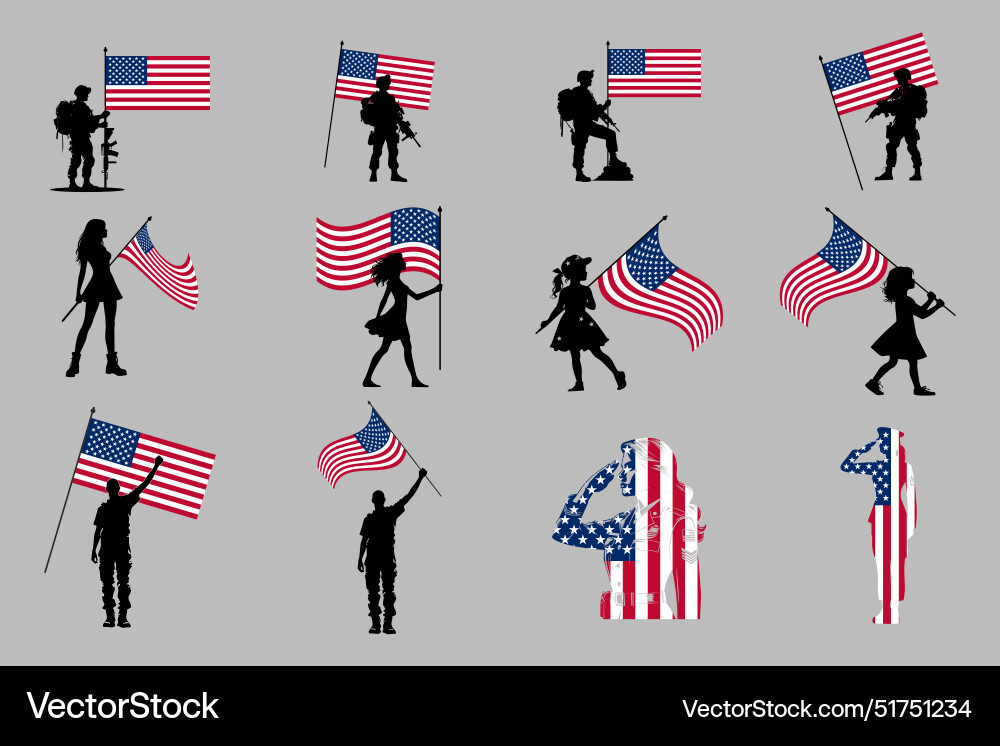 Flag of usa set Royalty Free Vector Image - VectorStock