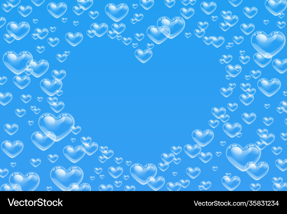 Heart shaped bubbles frame with empty space text vector image