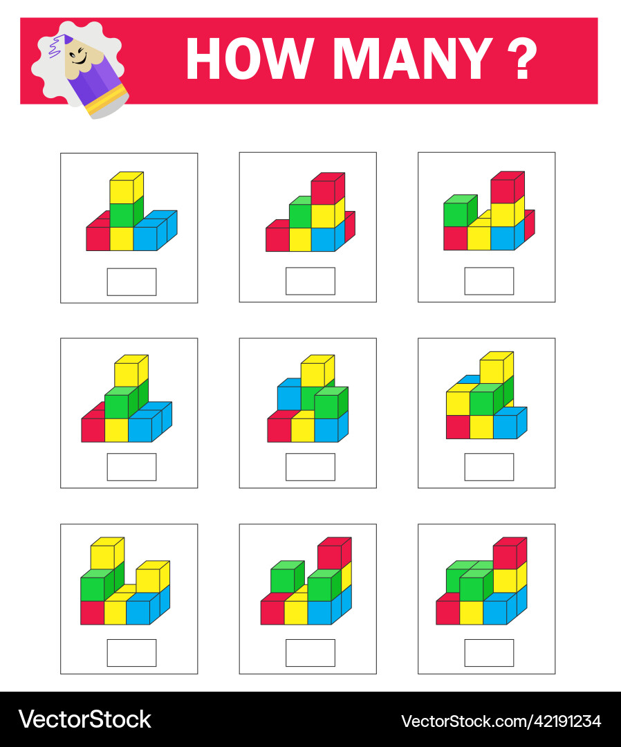 Math logic game attention tasks for children vector image