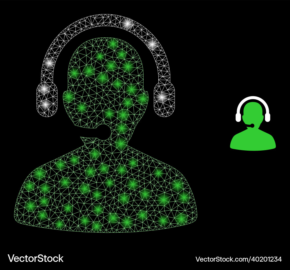Mesh web call center operator with shiny Mesh web call center operator with shiny vector image