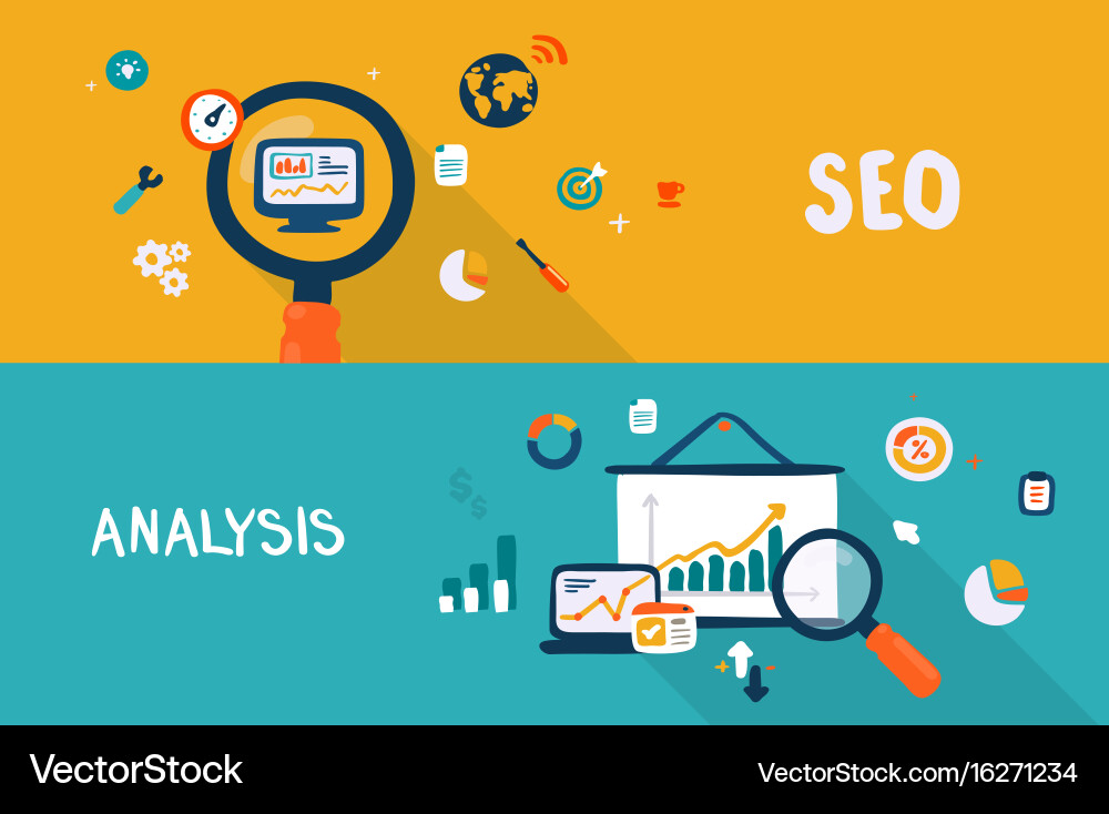 Seo and analysis Royalty Free Vector Image - VectorStock