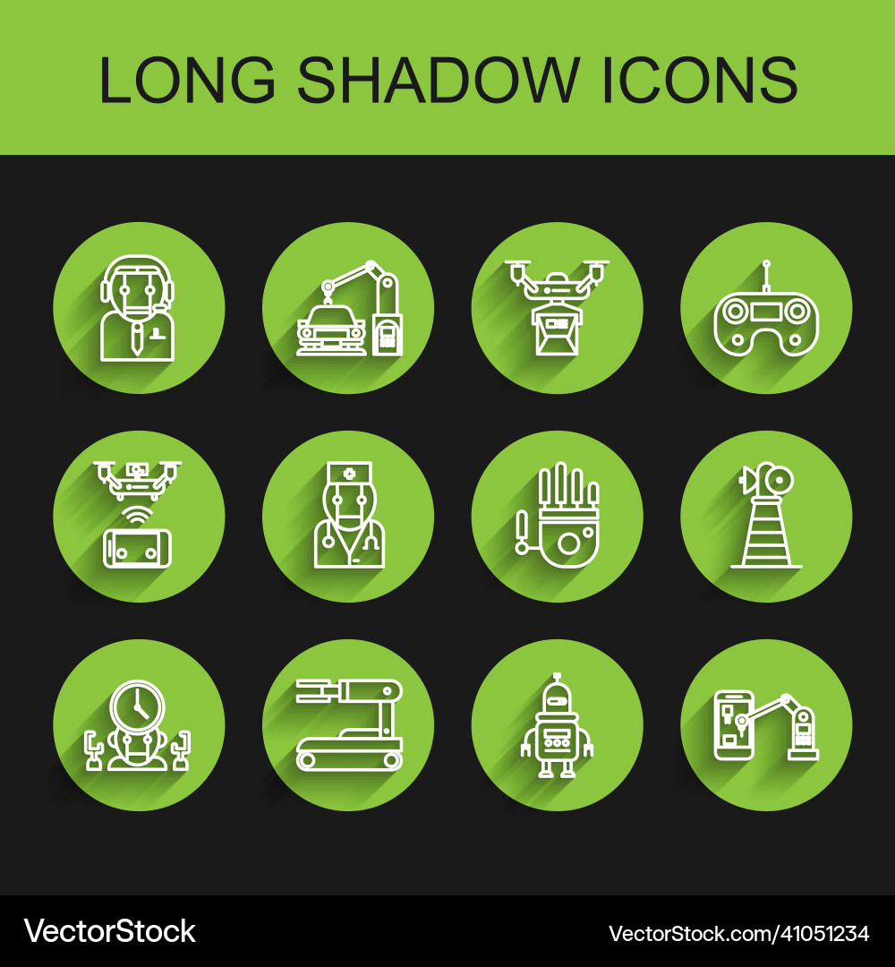 Set line robot and digital time manager worker Set line robot and digital time manager worker vector image