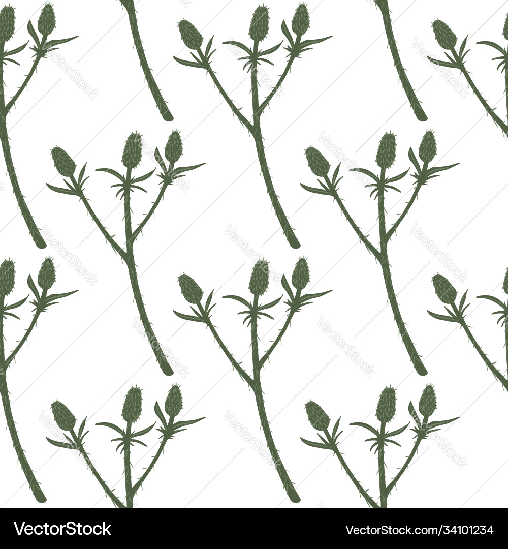 Spring seamless pattern with thorn twigs Spring seamless pattern with thorn twigs vector image
