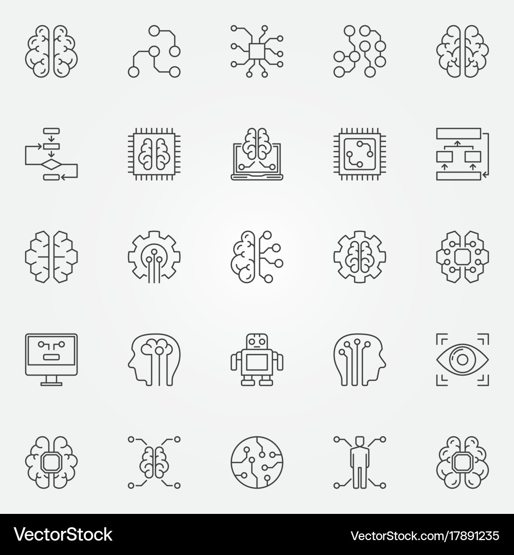 AI Robot Icons - Neural Network vector image