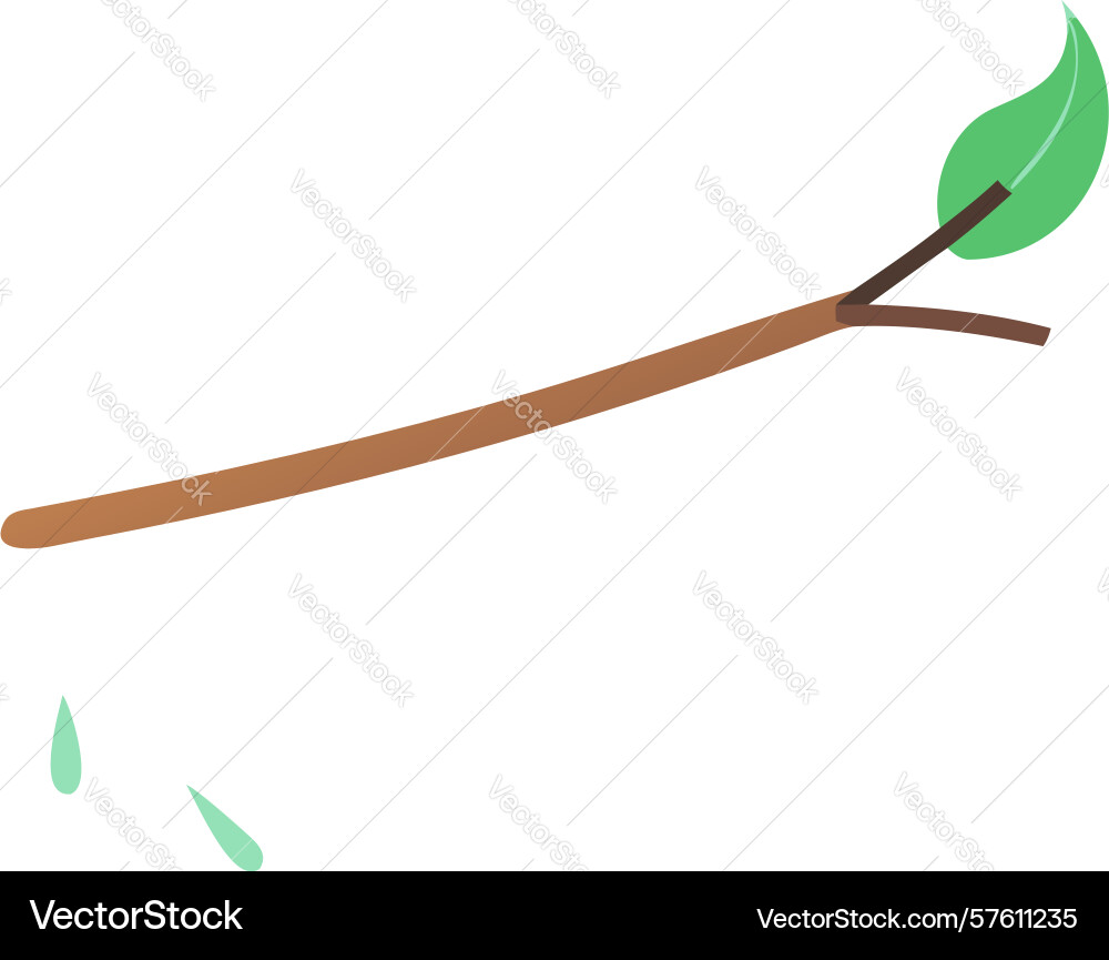 Bare twig with single leaf design generative ai Vector Image