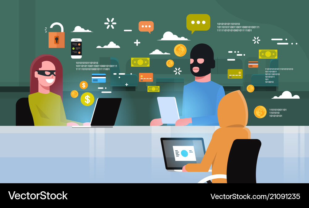 Cybercrime Group Hacker Attack vector image