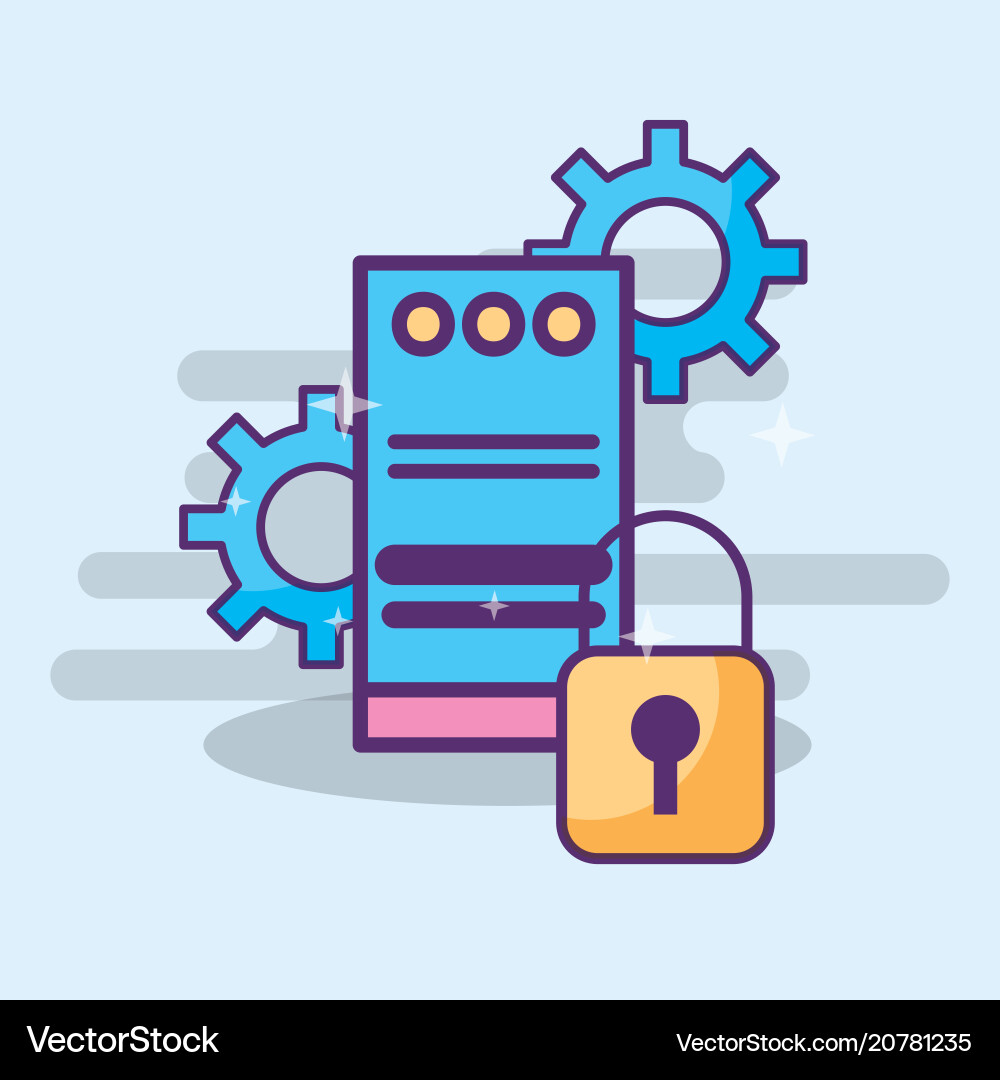Data center server technology cyber security vector image