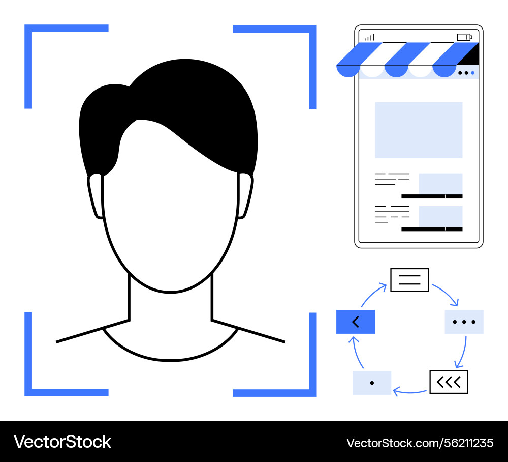 Face recognition and data flow concept Face recognition and data flow concept Vector Image