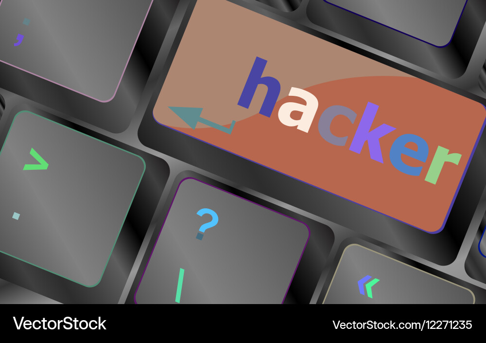Hacker word on keyboard attack internet vector image