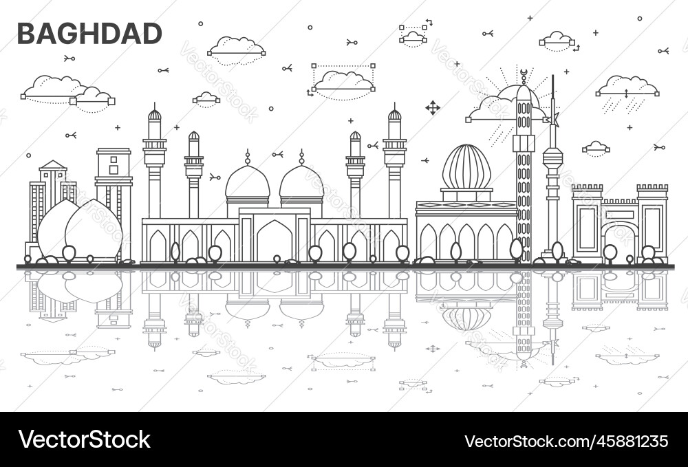 Outline Baghdad iraq Stadt Skyline mit historischen Outline Baghdad iraq Stadt Skyline mit historischen vektorbild