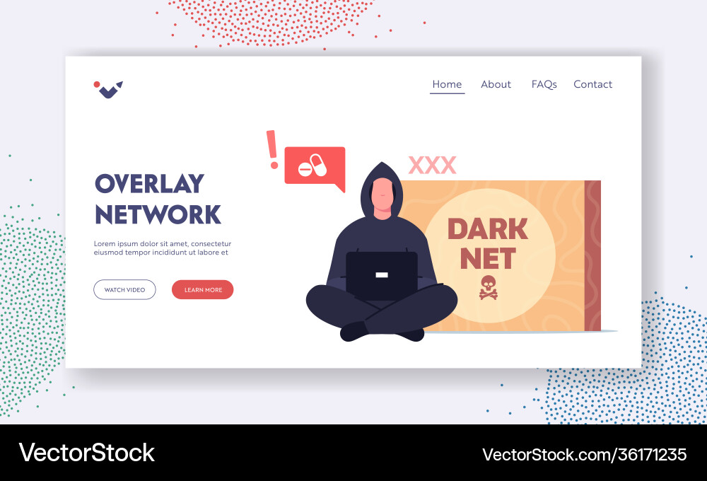 Overlay dark net network landing page template Overlay dark net network landing page template vector image
