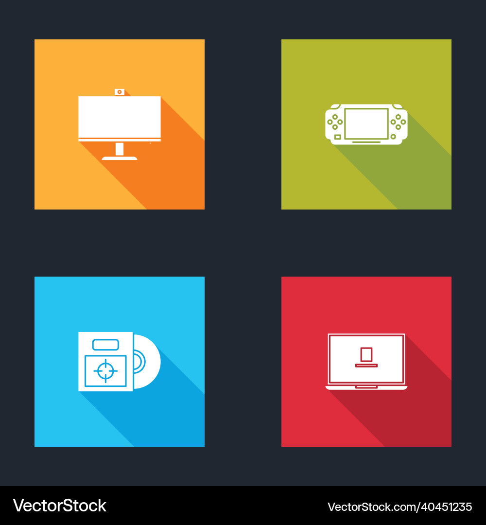 Set computer monitor portable video game console Set computer monitor portable video game console vector image