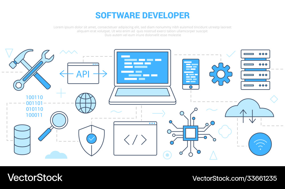 Software developer concept with icon set template Software developer concept with icon set template vector image