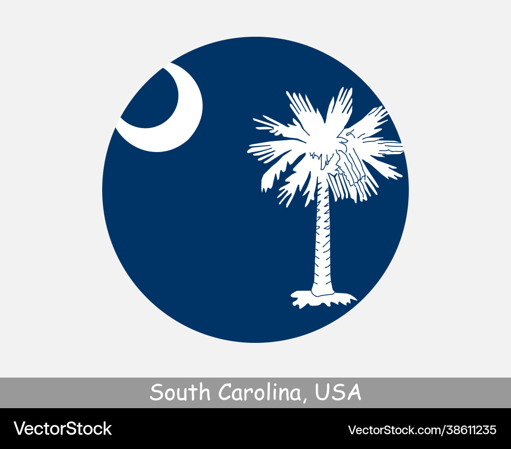 South Carolina State Flag Round Circle Vector Image