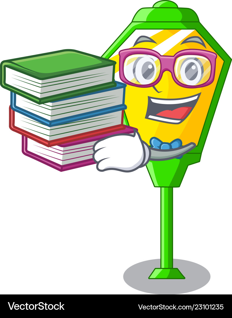 Student with book character a lamp in post style Vector Image