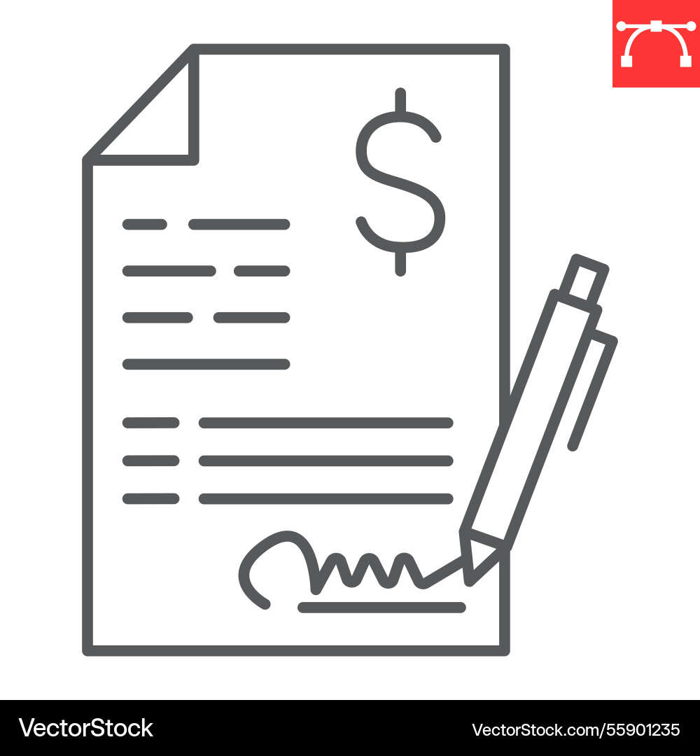 Tax contract line icon Tax contract line icon vector image