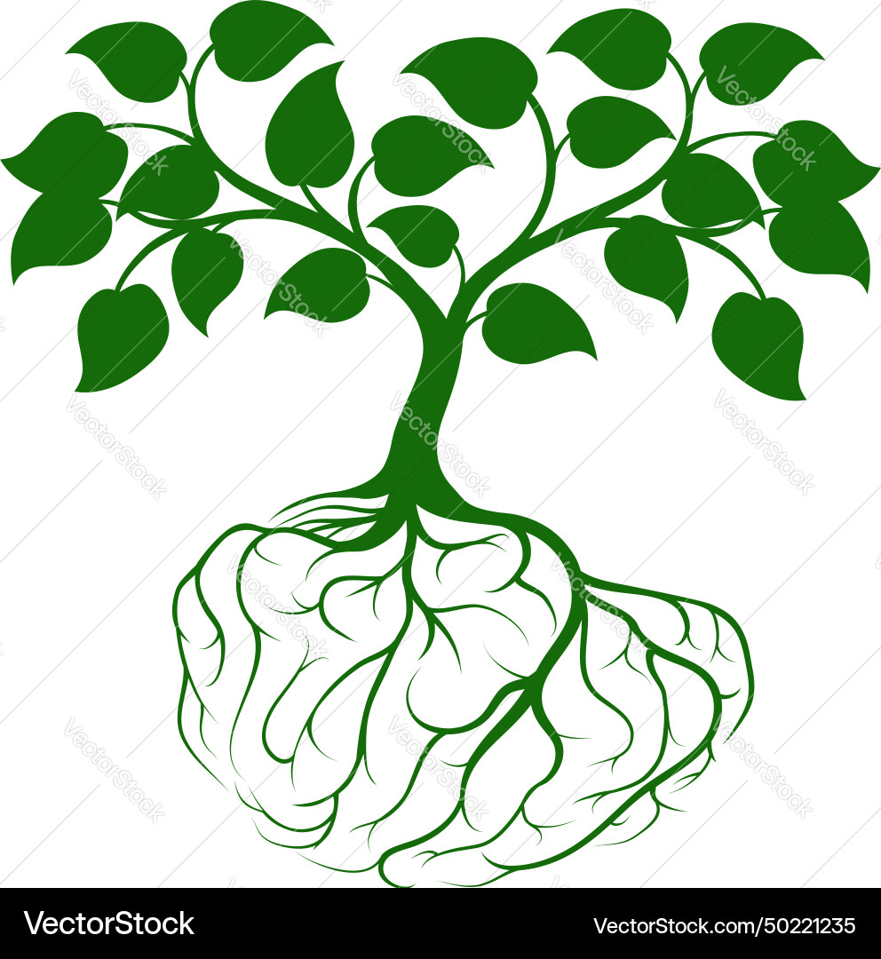 Tree with brain roots Tree with brain roots vector image