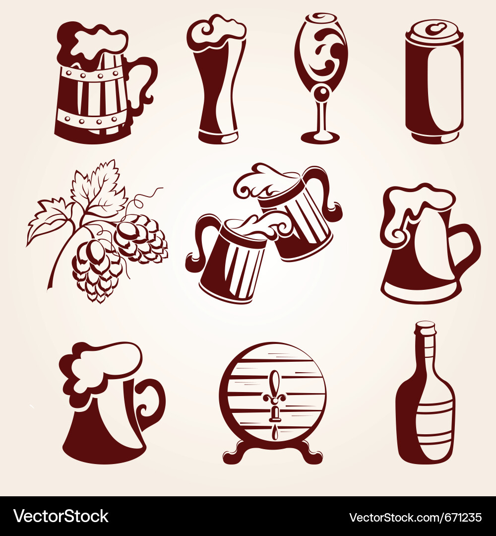 Vintage Beer Icon Set Vector Image