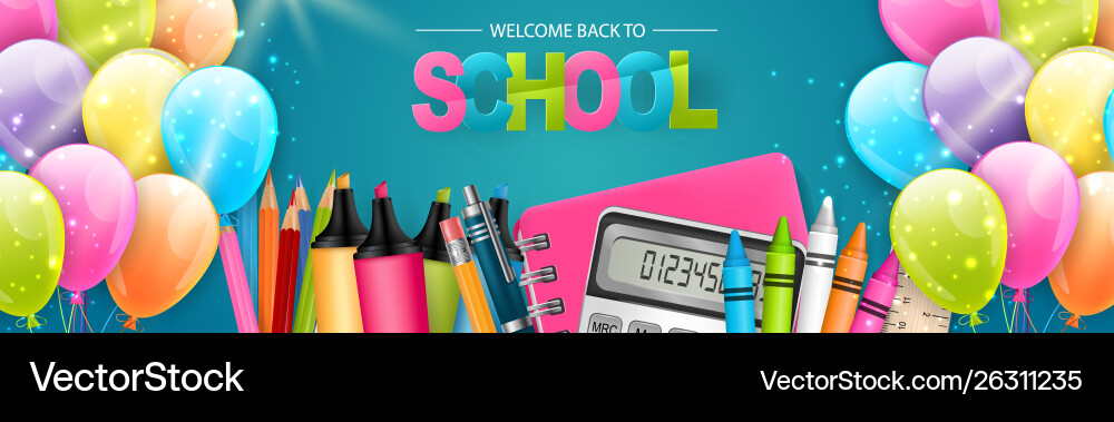 Willkommen zurück zu Schulbanner oder Website-Header Vektorbild