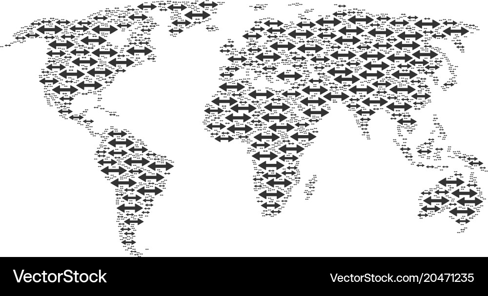 World map pattern of exchange arrows icons vector image