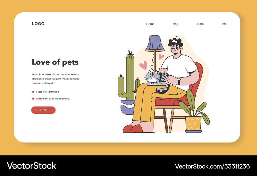 Character with a cat web banner or landing page Vector Image