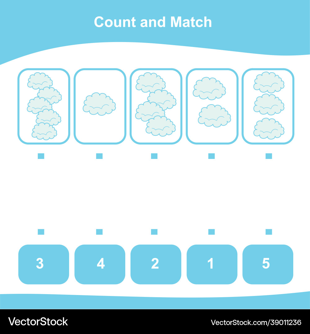 Count and match clouds game for kidse Vector Image
