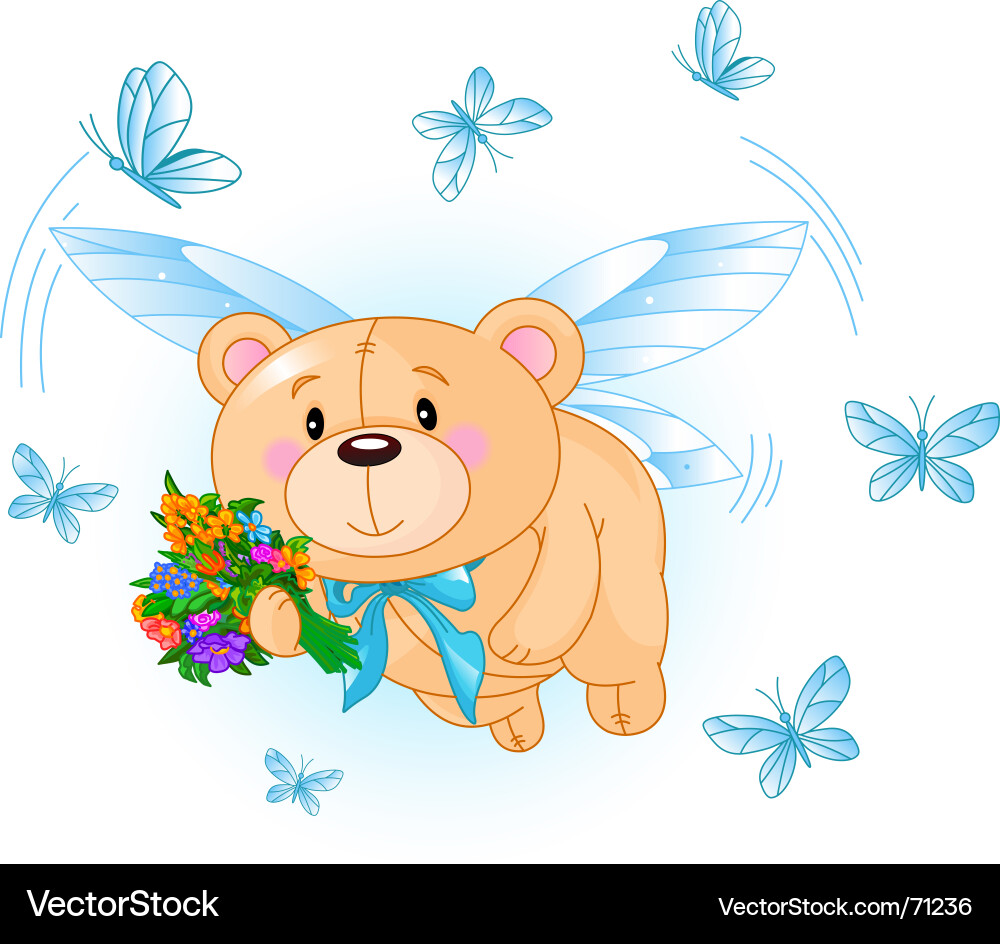 Cute Teddy Bear with Flowers Vector Image