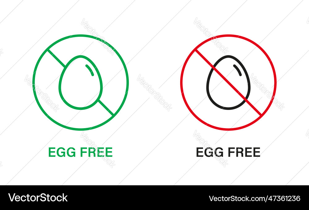 Egg free line icon set chicken and eggs Egg free line icon set chicken and eggs Vector Image
